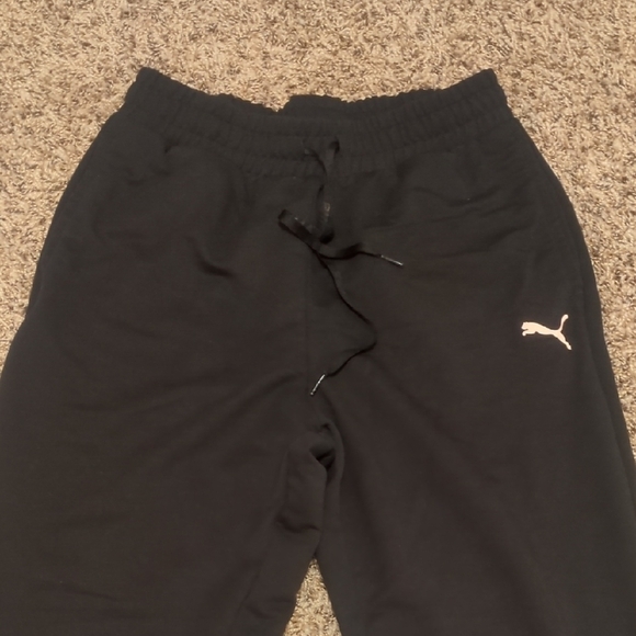 Puma womens black high rise joggers drawstring waist pink logo - Picture 2 of 7